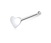 Solid Heart Silver Bone Nose Stud NSKD-601